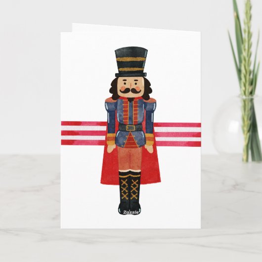 赤い緑のくるみ割り人形のクリスマスプレゼント シーズンカード (裏面)