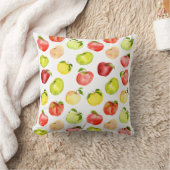 赤い緑のりんごイラストレーション水彩秋 クッション (ブランケット)