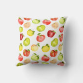 赤い緑のりんごイラストレーション水彩秋 クッション (裏面)