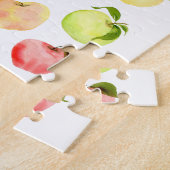 赤い緑のりんごイラストレーション水彩秋 ジグソーパズル (側面)