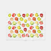 赤い緑のりんごイラストレーション水彩秋 フリースブランケット (正面(横))