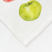 赤い緑のりんごイラストレーション水彩秋 フリースブランケット (角)