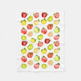 赤い緑のりんごイラストレーション水彩秋 フリースブランケット
