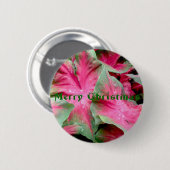 赤い緑のカラジューム属のメリークリスマスのバッジ 缶バッジ (正面&裏面)