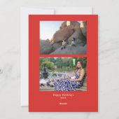 赤い緑のギフトラッピング2フォトホリデーカード シーズンカード (裏面)