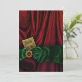 赤い緑のクリスマスの休日のパーティ 招待状 (スタンド正面)