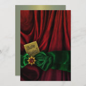 赤い緑のクリスマスの休日のパーティ 招待状 (正面/裏面)