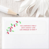 赤い緑のクリスマスの休日の文字列ライトアドレス ラベル (インサイチュ)