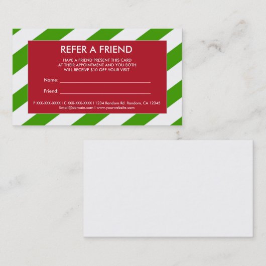 赤い緑のクリスマスは友人の名刺を参照します 紹介カード (正面/裏面)