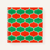 赤い緑のクリスマスエッジパターンスケッチの注記 ノートブック (正面)