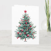 赤い緑のクリスマスオーナメント カード (裏面)