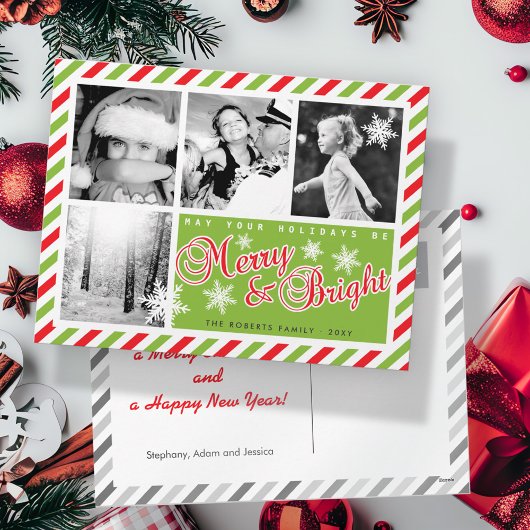 赤い緑のクリスマスカスタムの写真はがき シーズンポストカード