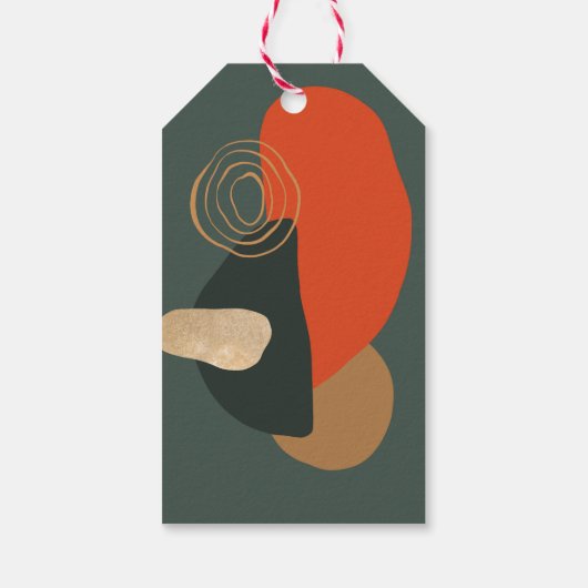 赤い緑のクリスマスカスタム抽象芸術グリーティング名 ギフトタグ (裏面)