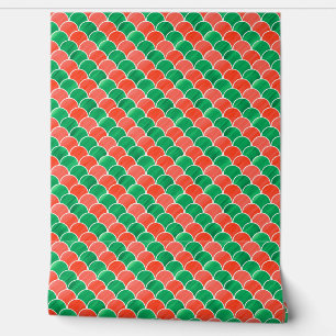 赤い緑のクリスマススケールパターン 壁紙