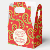 赤い緑のクリスマススターペイズリーギフトボックス フェイバーボックス (オープン)