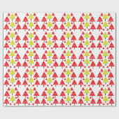 赤い緑のクリスマスツリーモダンクリスマス ラッピングペーパー (フラット)