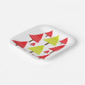 赤い緑のクリスマスツリーモダンパタミニマルーン ペーパープレート (傾斜あり)