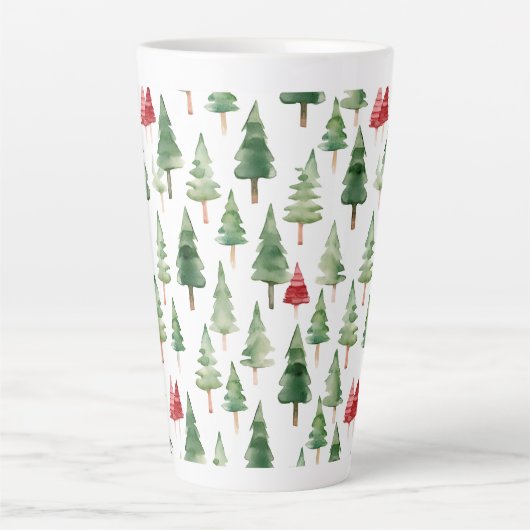 赤い緑のクリスマスツリー カフェラテマグ (正面)