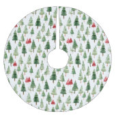 赤い緑のクリスマスツリー ブラッシュドポリエステルツリースカート (正面)