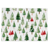 赤い緑のクリスマスツリー ラージペーパーバッグ (裏面)