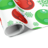 赤い緑のクリスマスバルブのパターンのラップ ラッピングペーパー (ロールコーナー)