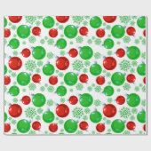 赤い緑のクリスマスバルブのパターンのラップ ラッピングペーパー (フラット)