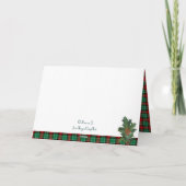 赤い緑のクリスマスプレイドのカードにホリーカスタムを シーズンカード (裏面)