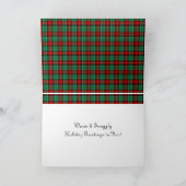 赤い緑のクリスマスプレイドのカードにホリーカスタムを シーズンカード (内部)