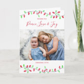 赤い緑のクリスマスライトクリスマスフォト シーズンカード (正面)