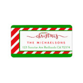 赤い緑のクリスマスリターンのアドレス ラベル (正面)