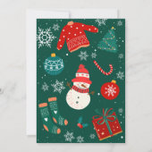赤い緑のクリスマスワンダーランド誕生日パーティー 招待状 (裏面)