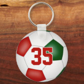 赤い緑のサッカークラブチームが色のスポーツ用品 キーホルダー (裏面)