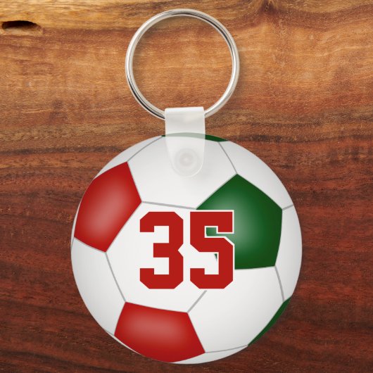 赤い緑のサッカークラブチームが色のスポーツ用品 キーホルダー (裏面)