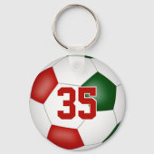 赤い緑のサッカークラブチームが色のスポーツ用品 キーホルダー (裏面)