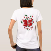 赤い緑のサッカーボールのグループのジャージー番号 Tシャツ (裏面)