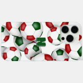 赤い緑のサッカーボールの束モノグラムの Case-Mate iPhoneケース (裏面 (横))