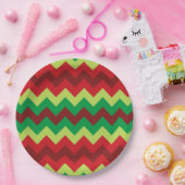 赤い緑のシェブロン模様の紙プレート ペーパープレート (パーティー)