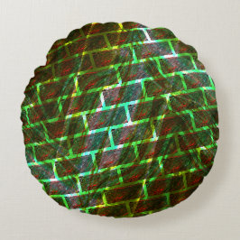 赤い緑のステイン、スクラッチ、グリッドまたは壁効果 ラウンドクッション