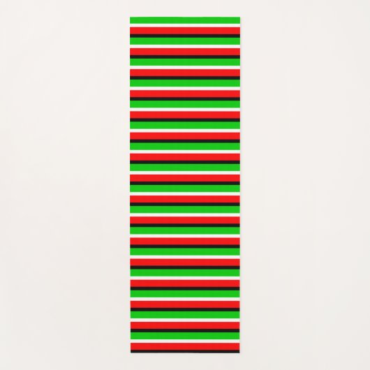 赤い緑のストライプデザイン ヨガマット (正面)
