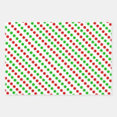 赤い緑のストライプ点メリークリスマスタイポグラフィ ラッピングペーパーシート (正面2)