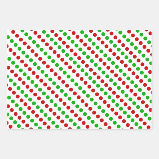 赤い緑のストライプ点メリークリスマスタイポグラフィ ラッピングペーパーシート (正面2)