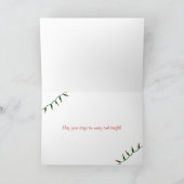 赤い緑のストライプ、ライトクリスマスフォトカード シーズンカード (内部)