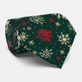赤い緑のタイル模様のクリスマスの雪 ネクタイ (ロール)