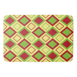 赤い緑のダイヤモンドジオメトリック バスマット