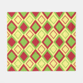 赤い緑のダイヤモンドジオメトリック フリースブランケット (正面(横))