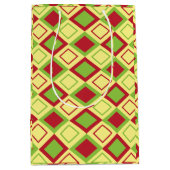 赤い緑のダイヤモンドジオメトリック ミディアムペーパーバッグ (正面)