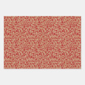 赤い緑のダマスク水玉模様オンブラウンクラフトカラー ラッピングペーパーシート (正面)