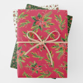 赤い緑のチャントマック包み紙 ラッピングペーパーシート (インサイチュ)