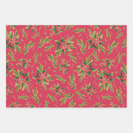 赤い緑のチャントマック包み紙 ラッピングペーパーシート