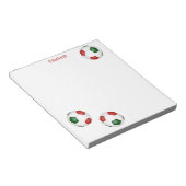 赤い緑のチームがサッカーボールに色を付パーソナライズされたける ノートパッド (アングル)